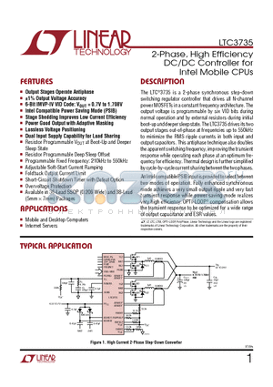 LTC3732 datasheet - 2-Phase, High Efficiency DC/DC Controller for Intel Mobile CPUs