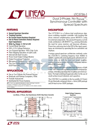 LTC3736-1 datasheet - Dual 2-Phase, No RSENSE Synchronous Controller with Spread Spectrum