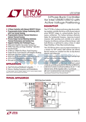 LTC3738 datasheet - 3-Phase Buck Controller for Intel VRM9/VRM10 with Active Voltage Positioning