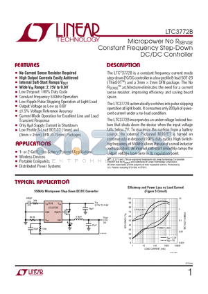 LTC3772B datasheet - Micropower No RSENSE Constant Frequency Step-Down DC/DC Controller