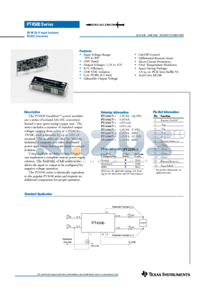 PT4501 datasheet - 20-W 24-V Input Isolated DC/DC Converter