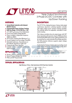 LTC3773EUHF-TRPBF datasheet - Triple Output Synchronous 3-Phase DC/DC Controller with Up/Down Tracking
