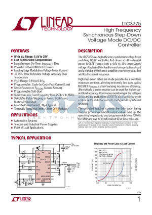 LTC3775IUDTRPBF datasheet - High Frequency Synchronous Step-Down Voltage Mode DC/DC Controller