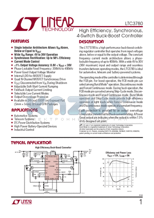 LTC3780IUH datasheet - High Efficiency, Synchronous, 4-Switch Buck-Boost Controller