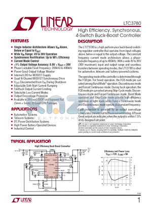 LTC3780 datasheet - High Efficiency, Synchronous, 4-Switch Buck-Boost Controller