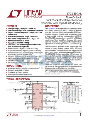 LTC3789 datasheet - Triple Output, Buck/Buck/Boost Synchronous Controller with 28lA Burst Mode IQ