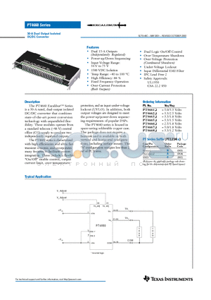 PT4662A datasheet - 30-A Dual Output Isolated DC/DC Converter