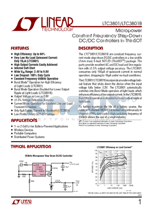 LTC3801ES6 datasheet - Micropower Constant Frequency Step-Down DC/DC Controllers in ThinSOT