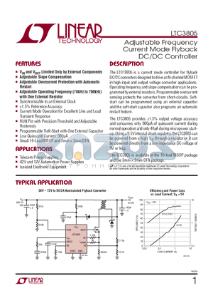 LTC3805 datasheet - Adjustable Frequency Current Mode Flyback DC/DC Controller
