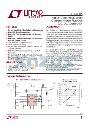 LTC3805EMSE-TR datasheet - Adjustable Frequency Current Mode Flyback DC/DC Controller