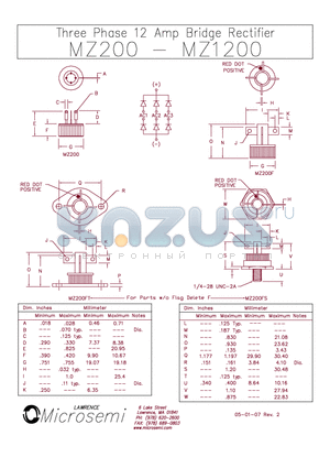 MZ1000 datasheet - Three Phase 12 Amp bridge Rectifier