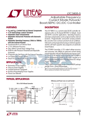 LTC3805IMSE-5-TRPBF datasheet - Adjustable Frequency Current Mode Flyback/ Boost/SEPIC DC/DC Controller