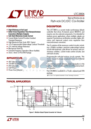 LTC3806 datasheet - Synchronous Flyback DC/DC Controller