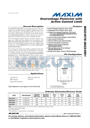 MAX4978ETA datasheet - Overvoltage Protector with Active Current Limit