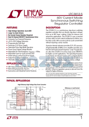 LTC3812EFE-5-PBF datasheet - 60V Current Mode Synchronous Switching Regulator Controller