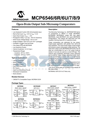 MCP6546T-E/SN datasheet - Open-Drain Output Sub-Microamp Comparators