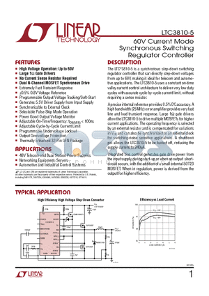LTC3810EUH-5-PBF datasheet - 60V Current Mode Synchronous Switching Regulator Controller