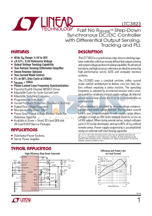 LTC3823EGNPBF datasheet - Fast No RSENSE Step-Down Synchronous DC/DC Controller with Differential Output Sensing, Tracking and PLL