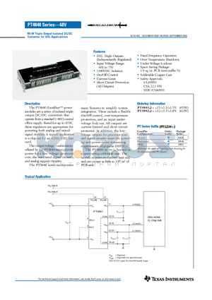 PT4842A datasheet - 65-W TRIPLE OUTPUT ISOLATED DC/DC CONVERTER FOR DSL APPLICATIONS