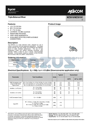 MZ5010 datasheet - Triple-Balanced Mixer