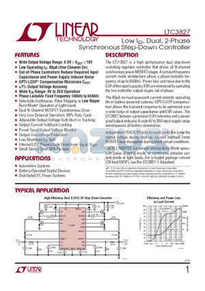 LTC3827IUH-TR datasheet - Low IQ, Dual, 2-Phase Synchronous Step-Down Controller