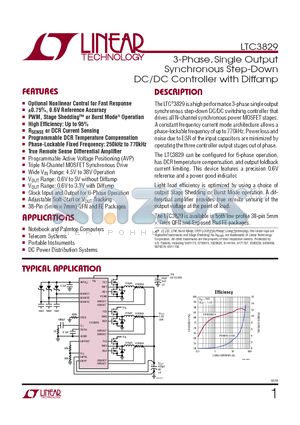 LTC3829IFE-TRPBF datasheet - 3-Phase, Single Output Synchronous Step-Down DC/DC Controller with Diffamp