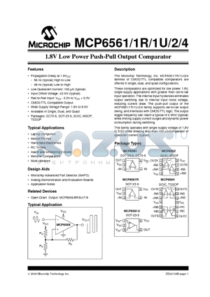 MCP6561R datasheet - 1.8V Low Power Push-Pull Output Comparator