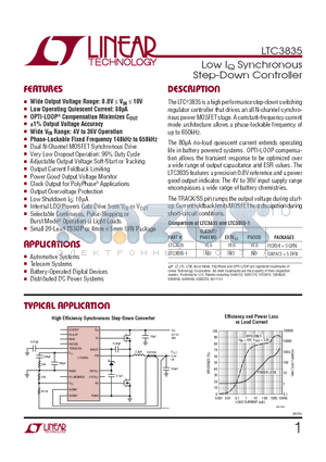 LTC3835EGN-1 datasheet - Low IQ Synchronous Step-Down Controller