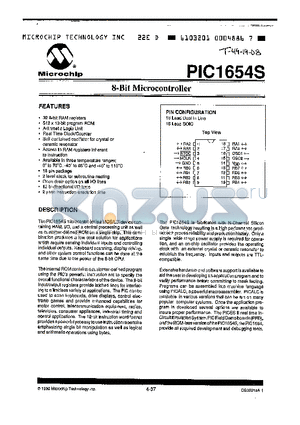 PIC1654S-H/SO3 datasheet - 8-Bit Microcontroller