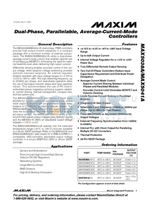 MAX5038AEAI18 datasheet - Dual-Phase, Parallelable, Average-Current-Mode Controllers