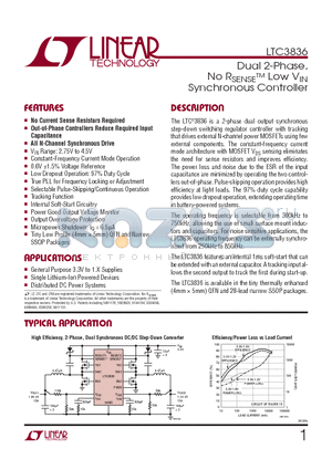 LTC3836EUFD-TRPBF datasheet - Dual 2-Phase, No RSENSETM Low VIN Synchronous Controller