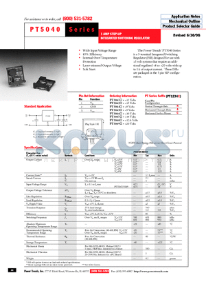 PT5041 datasheet - 1 AMP STEP-UP INTEGRATED SWITCHING REGULATOR