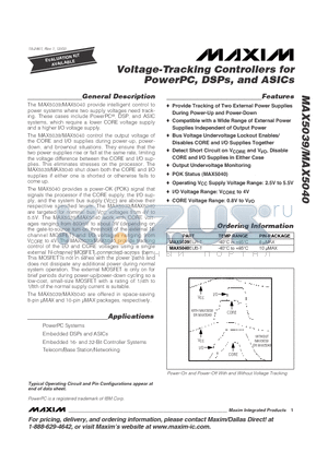 MAX5039 datasheet - Voltage-Tracking Controllers for PowerPC, DSPs, and ASICs