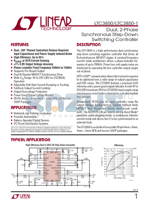 LTC3850EUFD-TRPBF datasheet - Dual, 2-Phase Synchronous Step-Down Switching Controller