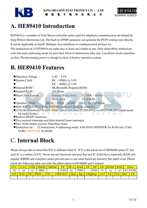 HE89410 datasheet - 8-BIT MICRO-CONTROLLER