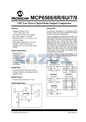 MCP6566RT-E/SN datasheet - 1.8V Low Power Open-Drain Output Comparator