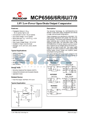 MCP657 datasheet - 1.8V Low-Power Open-Drain Output Comparator