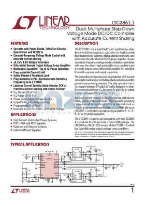 LTC3855 datasheet - Dual, Multiphase Step-Down Voltage Mode DC/DC Controller with Accurate Current Sharing