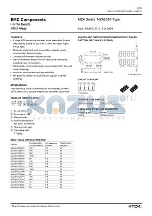 MZA2010S121CT datasheet - EMC Components Ferrite Beads SMD Array