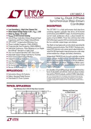 LTC3857IGN-1 datasheet - Low IQ, Dual, 2-Phase Synchronous Step-Down Controller