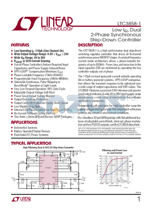 LTC3858EUFD-1PBF datasheet - Low IQ, Dual 2-Phase Synchronous Step-Down Controller