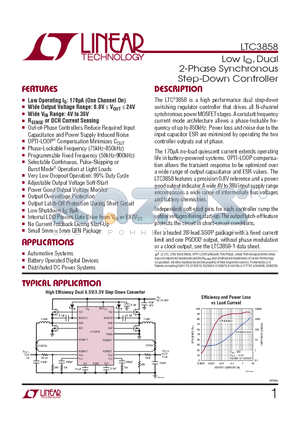 LTC3858EUHPBF datasheet - Low IQ, Dual 2-Phase Synchronous Step-Down Controller