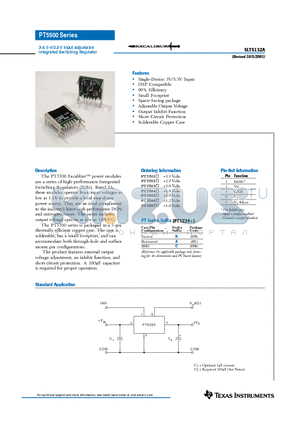 PT5501A datasheet - 3-A 5-V/3.3-V Input Adjustable Integrated Switching Regulator