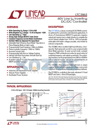 LTC3863 datasheet - 60V Low IQ Inverting DC/DC Controller Wide Operating VIN Range: 3.5V to 60V