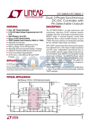 LTC3865-1 datasheet - Dual, 2-Phase Synchronous DC/DC Controller with Pin Selectable Outputs