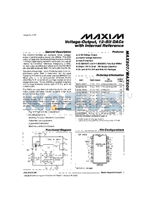 MAX507ACNG datasheet - Voltage-Output, 12-Bit DACs with Internal Reference