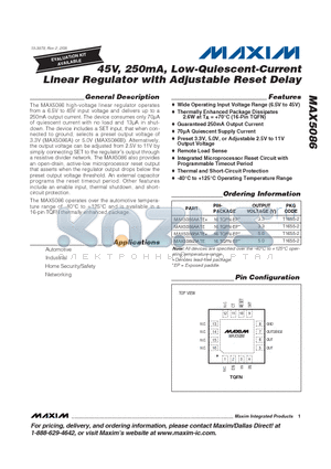 MAX5086_08 datasheet - 45V, 250mA, Low-Quiescent-Current Linear Regulator with Adjustable Reset Delay
