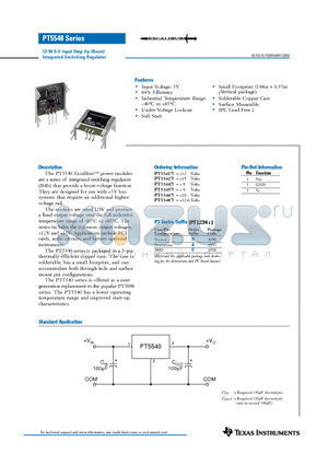 PT5540 datasheet - 12-W 5-V Input Step-Up (Boost) Integrated Switching Regulator