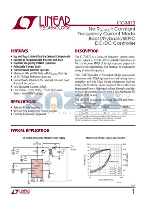 LTC3873ETS8-PBF datasheet - No RSENSETM Constant Frequency Current Mode Boost/Flyback/SEPIC DC/DC Controller