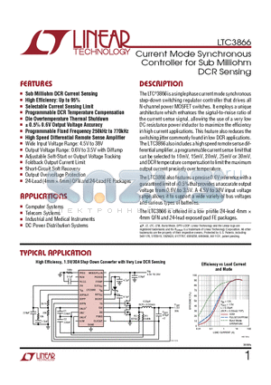 LTC3878 datasheet - Current Mode Synchronous Controller for Sub Milliohm DCR Sensing